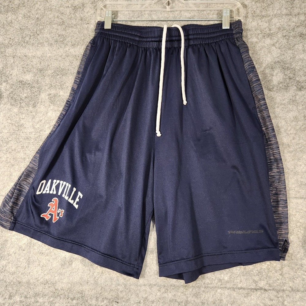 Rawlings Shorts Mens Medium Blue basketball Shorts Oakville Logo On‎ Front
